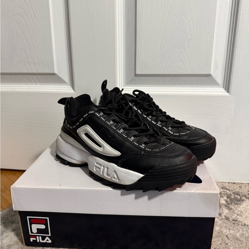 FILA Black and White Disruptor II Low-Top Sneakers